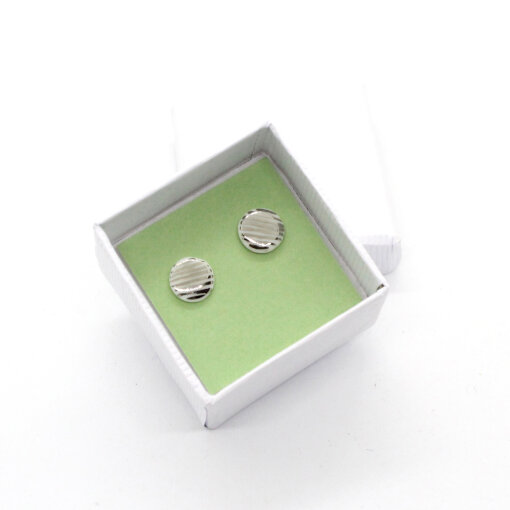 porcelánové náušnice kulaté stříbrné proužky